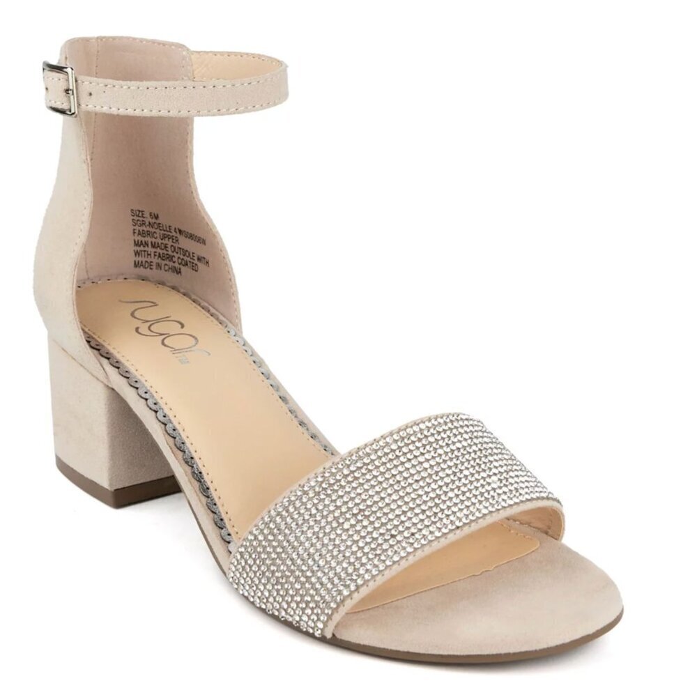 Sugar Women's Cream Heels with Rhinestone Accents